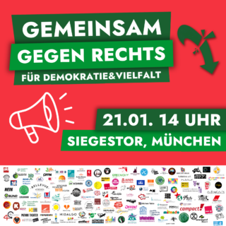 Gemeinsam gegen Rechts für demokratische Vielfalt. 21.01.24, 14:00 Uhr Siegestor München